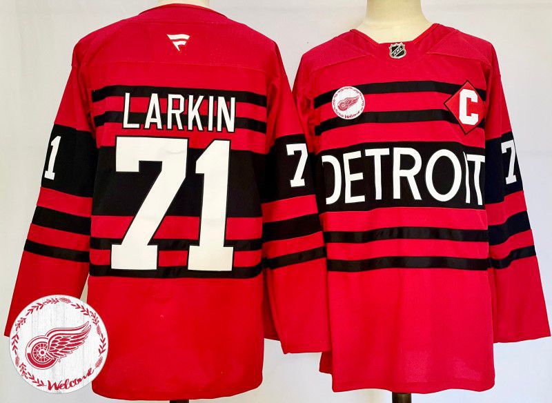 Men Detroit Red Wings #71 Larkin Red Fanatics 2025 NHL Jersey style 4